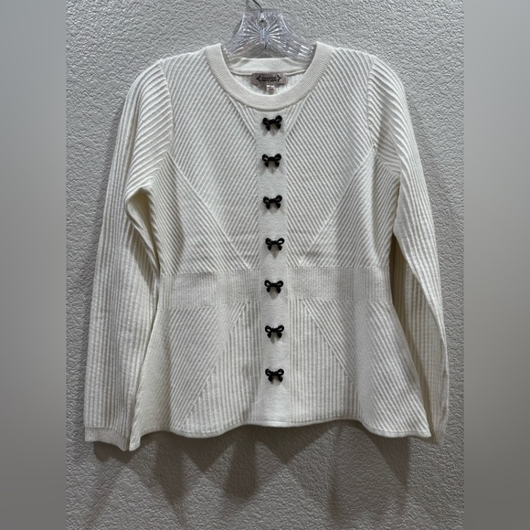 Nanette Lepore Peplum Sweater with Bow Buttons - Picture 2 of 5